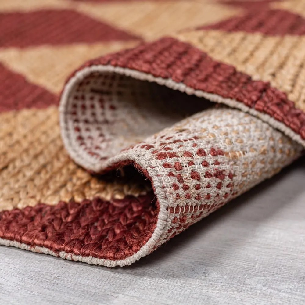 Tappeto color terracotta in misto iuta tessuto a mano 160x230 cm Effie Diamond – Flair Rugs