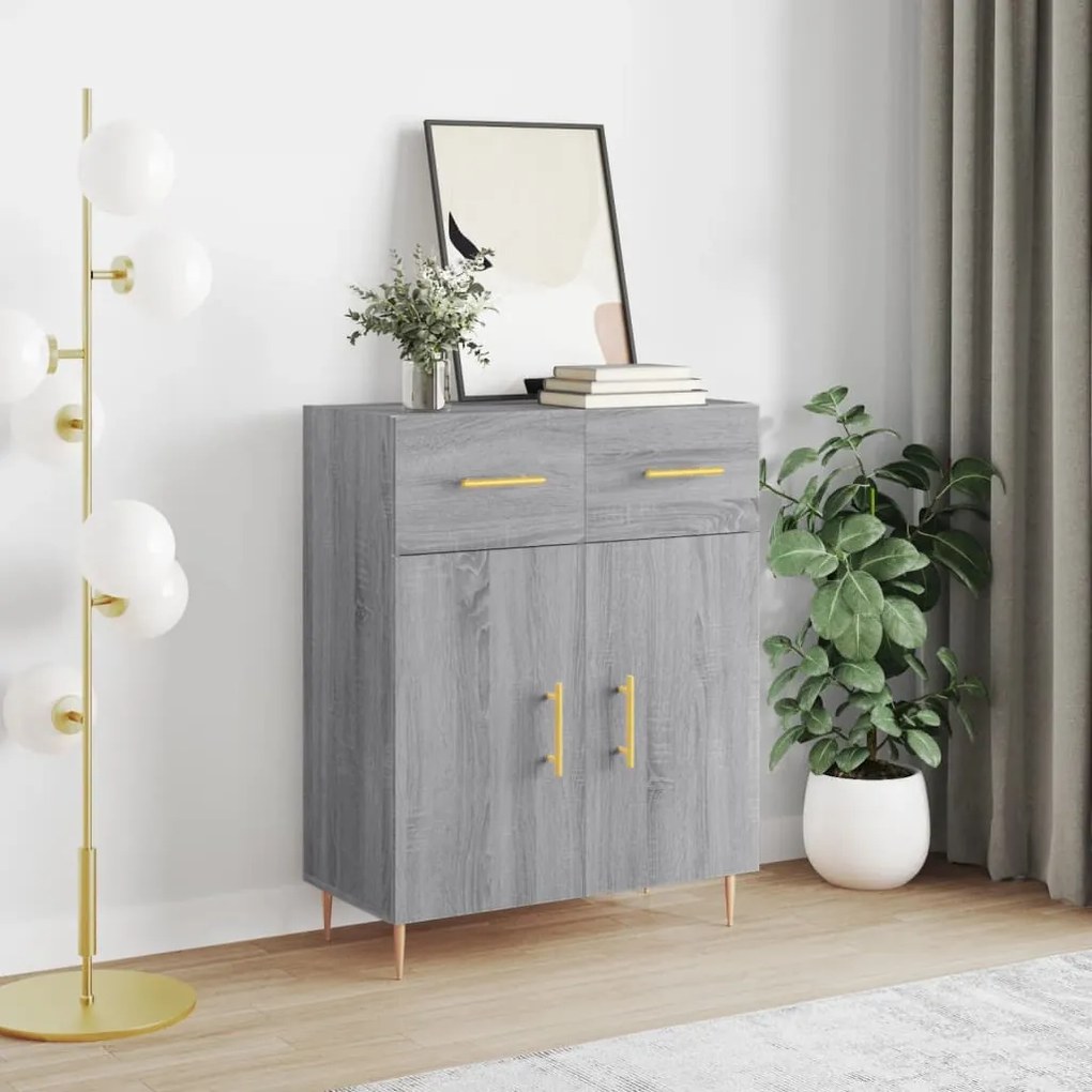 Credenza grigio sonoma 69,5x34x90 cm in legno multistrato