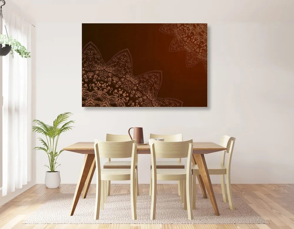Quadro su tela – Elementi moderni di Mandala in sfumature di marrone
