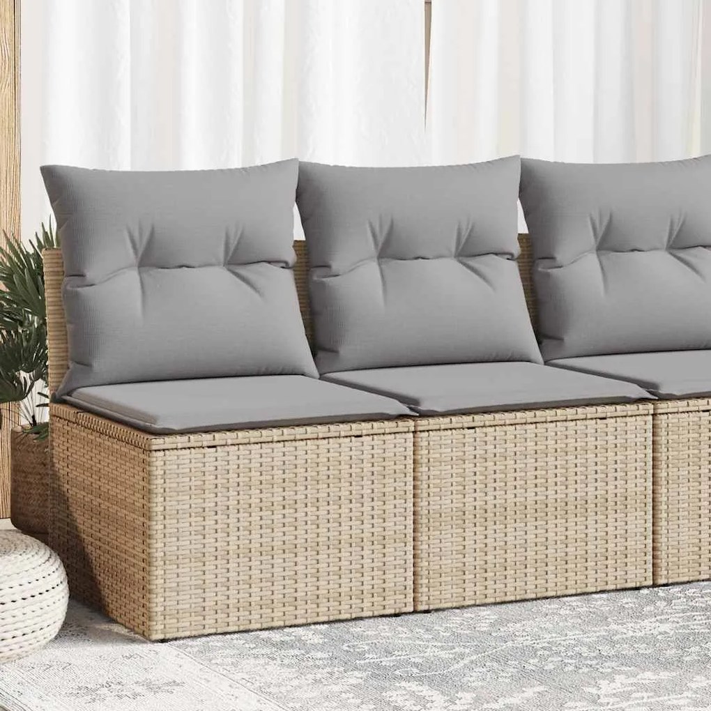 Set divano da giardino 2 pz con cuscini beige polyrattan acacia