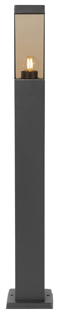 Lampione da esterno smart grigio scuro con vetro fumé 80 cm incl. WiFi P45 - Malios