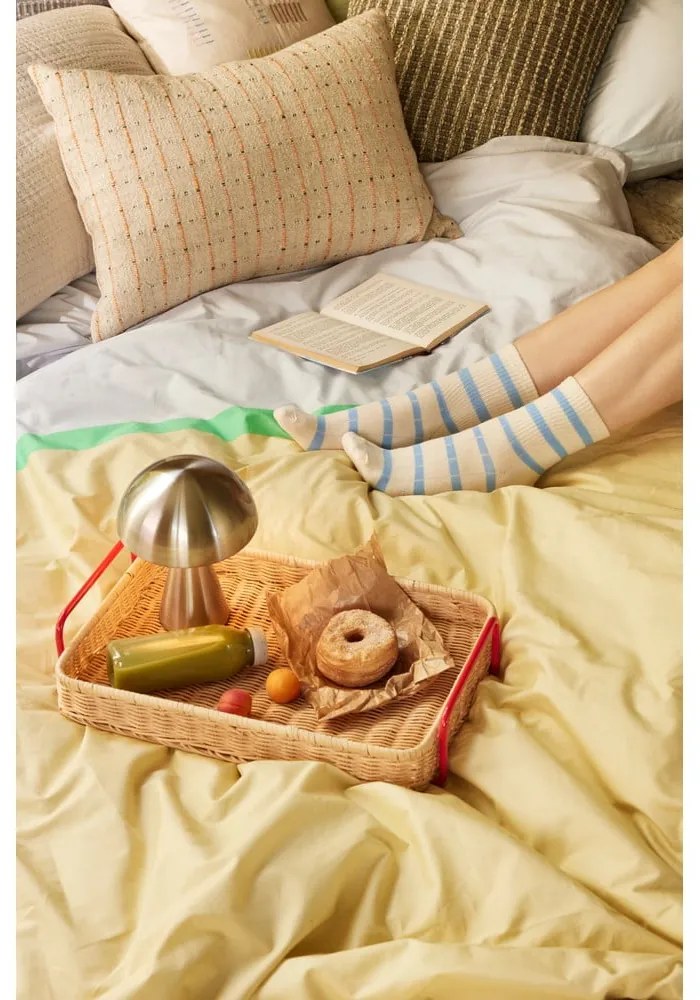 Biancheria da letto singolo bianca e beige in cotone 140x200 cm Block - Hübsch