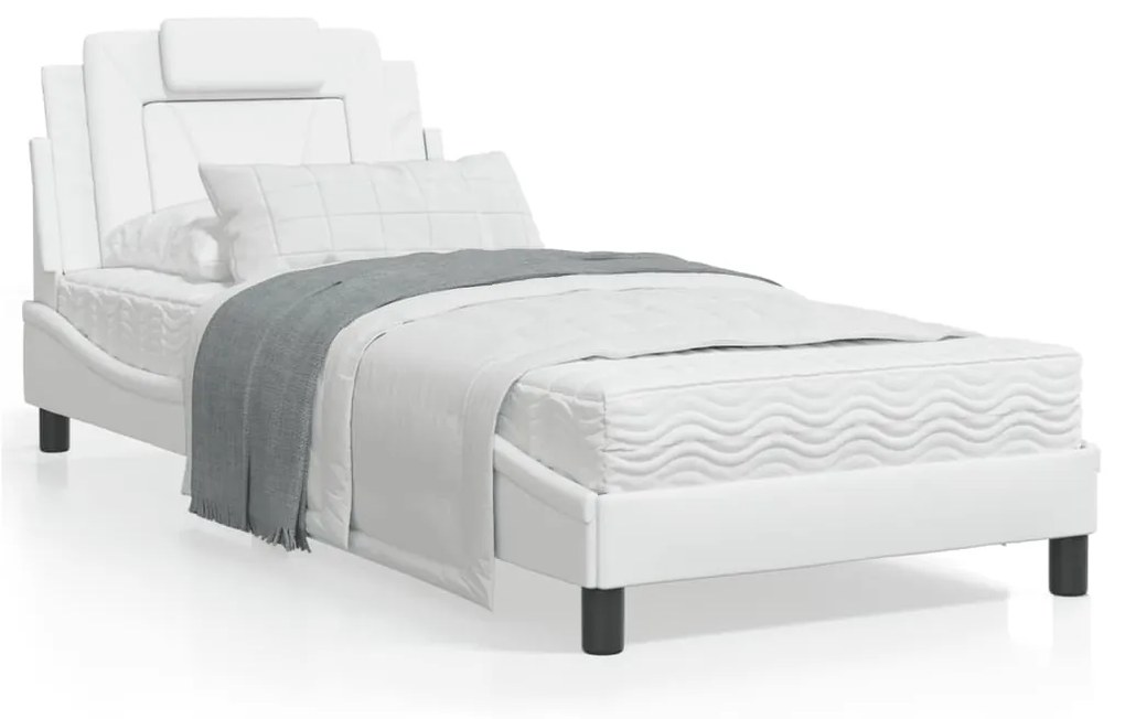 Giroletto Con Testiera Bianco 90x200 Cm İn Similpelle /