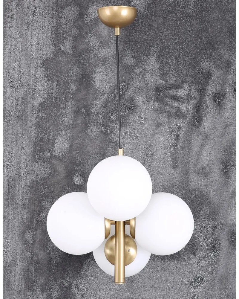 Lampada a sospensione con paralume in vetro oro e bianco ø 15 cm Forte - Squid Lighting