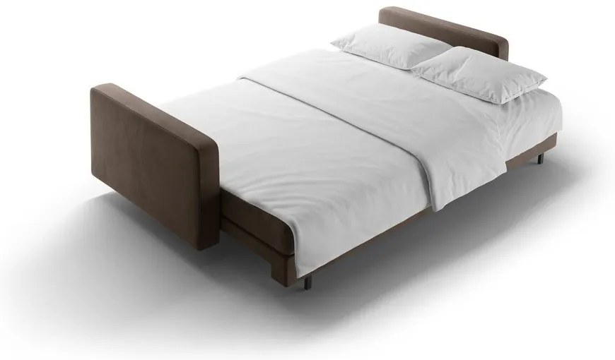 Divano marrone allungabile/con contenitore con rivestimento in velluto 222 cm Bali – Cosmopolitan Design