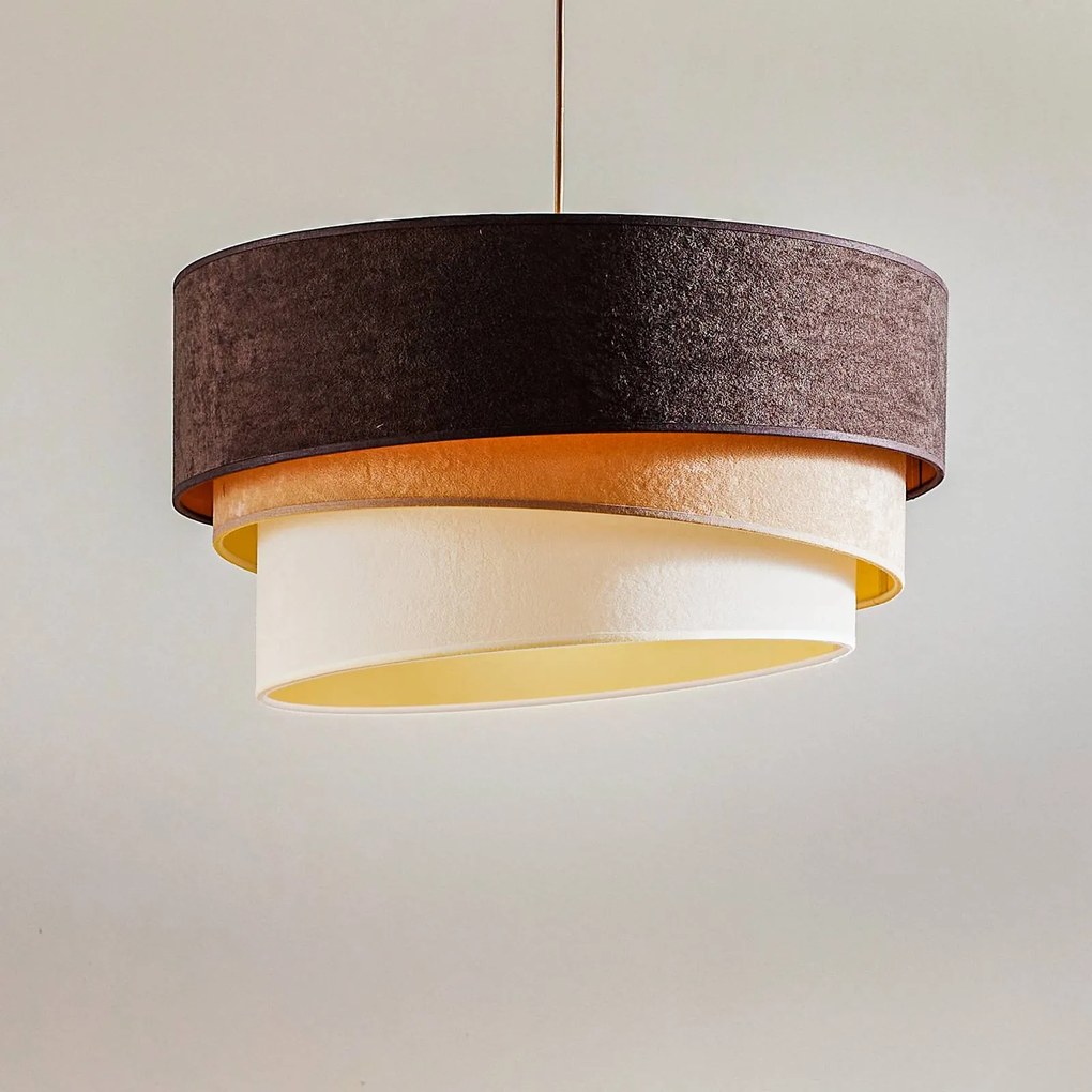 Duolla Lampada a sospensione Devon, marrone/beige/ecru/oro Ø45cm