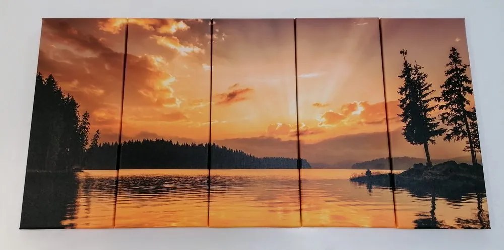 Quadri 5 pezzi – Riflesso del lago di montagna