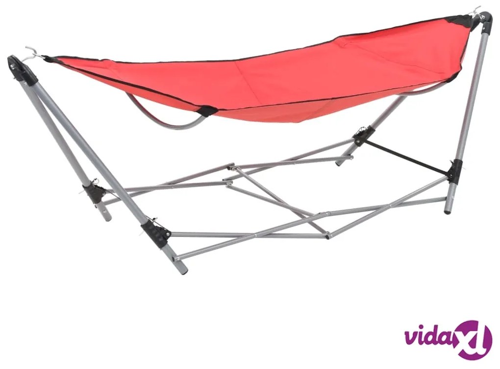 vidaXL Amaca con Supporto Pieghevole Rossa