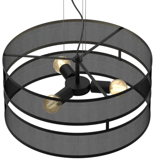 Lampadario a sospensione con filo GLUM 3xE27/60W/230V nero