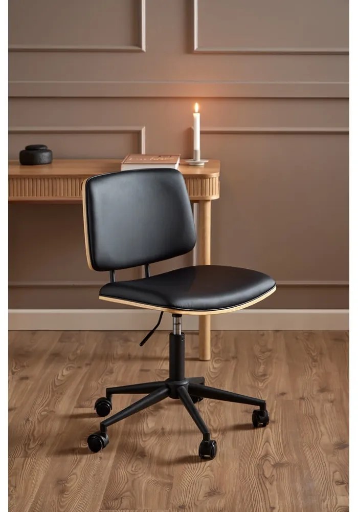 Sedia da ufficio in similpelle nera Owen - Actona