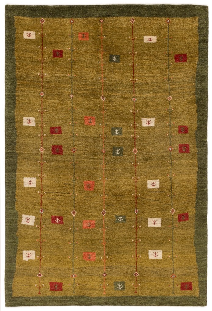 Gabbeh Tappeto persiano 160x240 Verde (Iran) Annodato A Mano