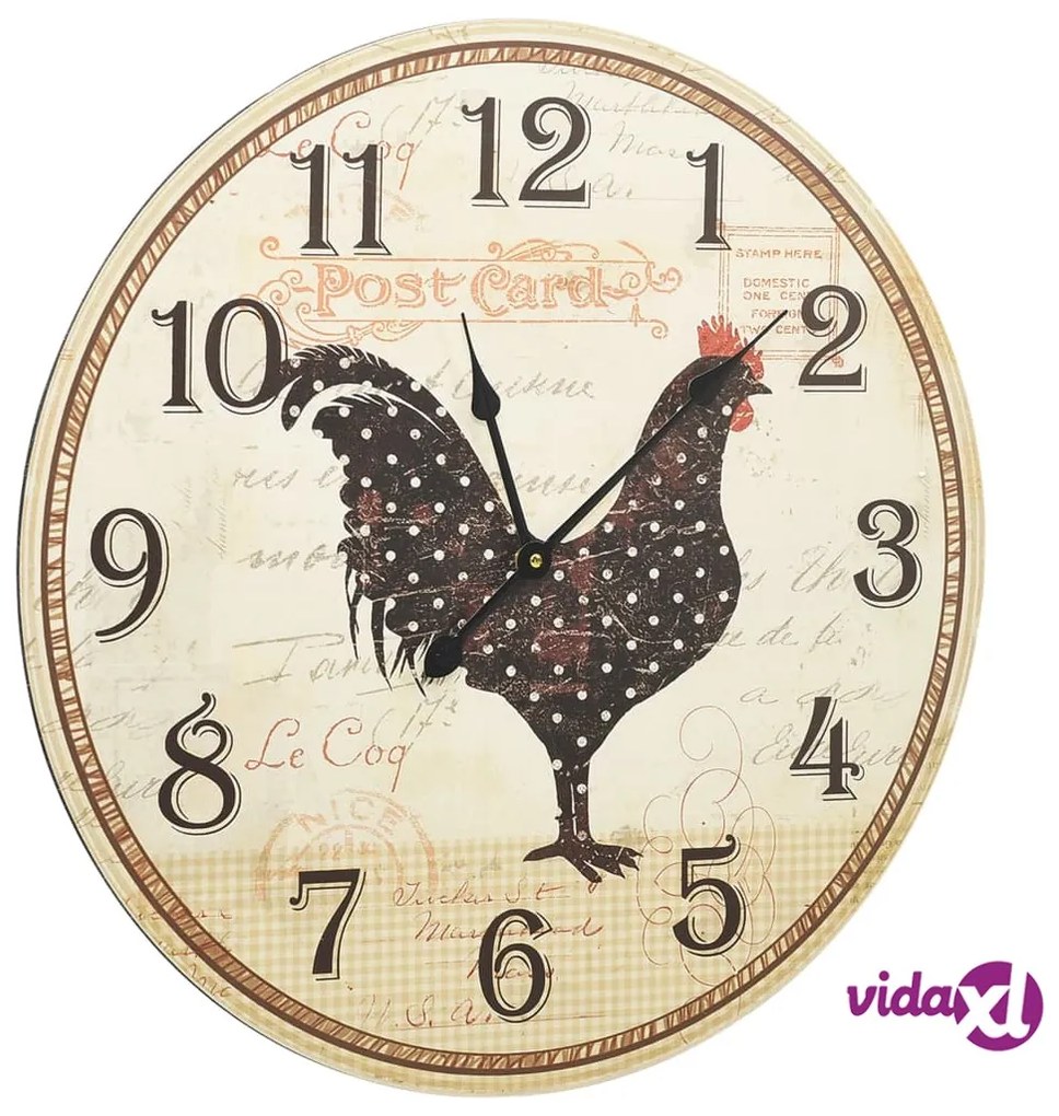 vidaXL Orologio da Parete Design Gallo Multicolore 60 cm in MDF