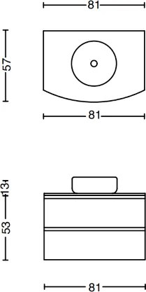 Mobile bagno sospeso 80 cm ZORA Rosa Opaco con top e lavabo d'appoggio