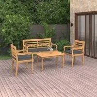 Set Divani da Giardino 4pz Cuscini in Legno Massello di Teak cod mxl 40007