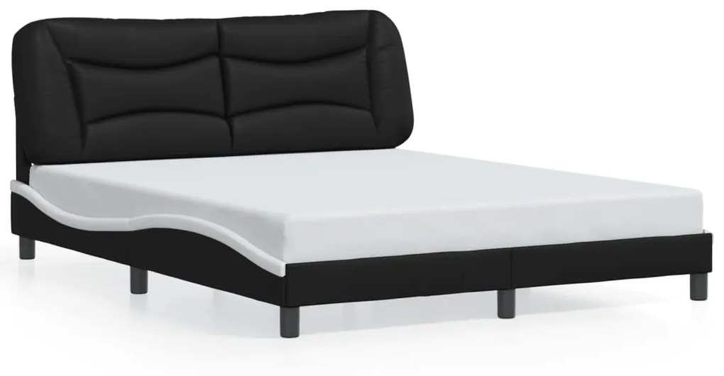 Giroletto Con Luce Led Nero E Bianco 160x200 Cm İn Similpelle /