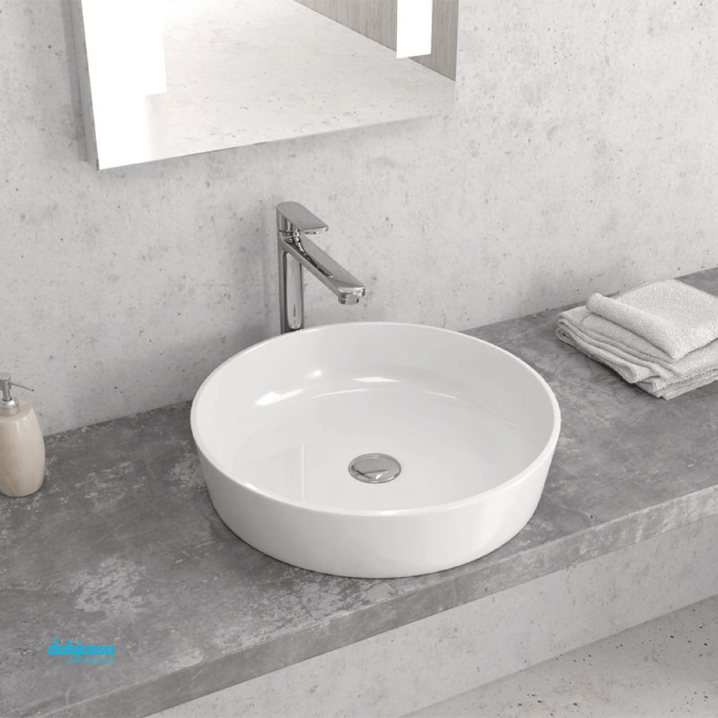 Lavabo D'Appoggio Da Diam.80 Cm Finitura Bianco Lucido