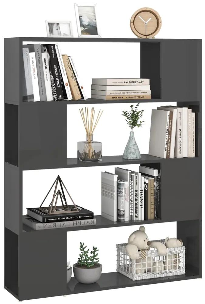 Libreria/divisorio grigio lucido 100x24x124 cm