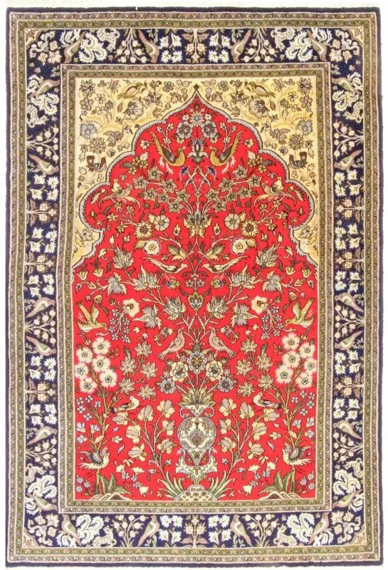 Ghom Tappeto persiano 140x210 Rosso (Iran) Annodato A Mano