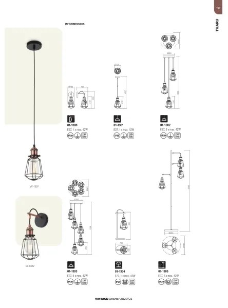 Redo 01-1301 - Lampadario a sospensione con filo THARU 1xE27/42W/230V