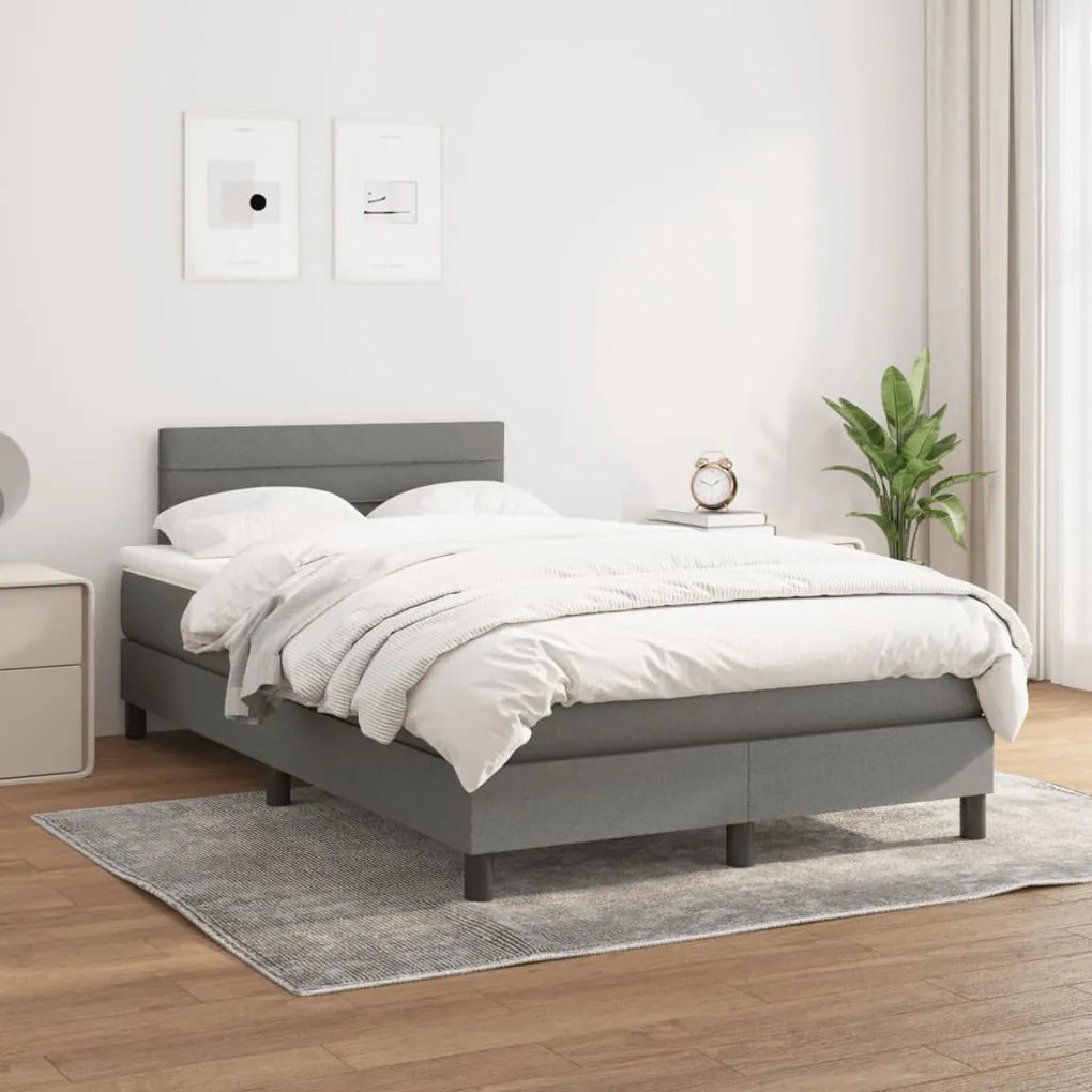 Giroletto A Molle Con Materasso Grigio Scuro 120x200 Cm Tessuto /