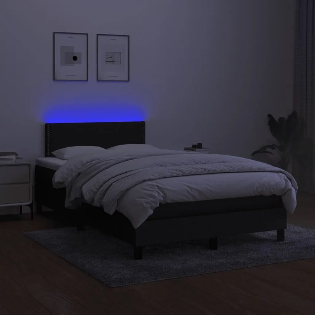 Letto a molle con materasso e led nero 120x190 cm in tessuto