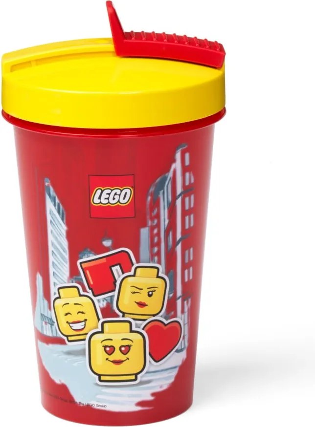Tazza rossa con coperchio giallo e cannuccia , 500 ml Iconic - LEGO®