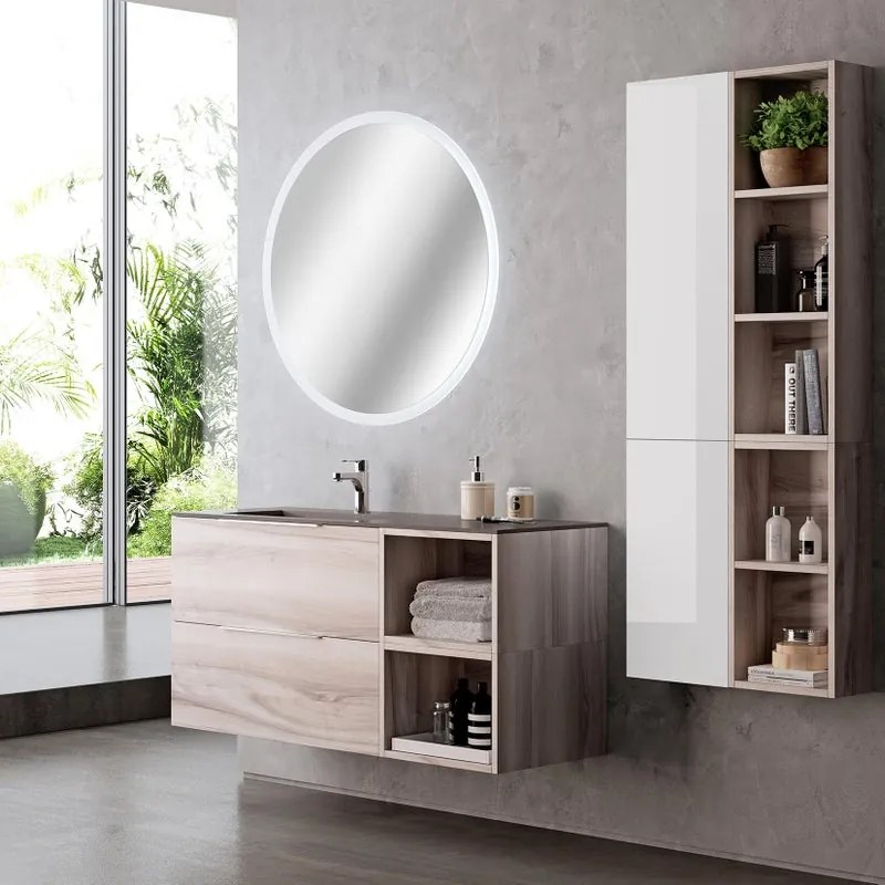 Mobile da bagno sospeso sotto lavabo L 99.5 x H 60 x P 45.5 cm bianco, 2 cassetti Brera