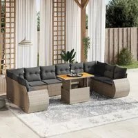 Set Divani da Giardino 11 pz con Cuscini in Polyrattan Grigio 3272369