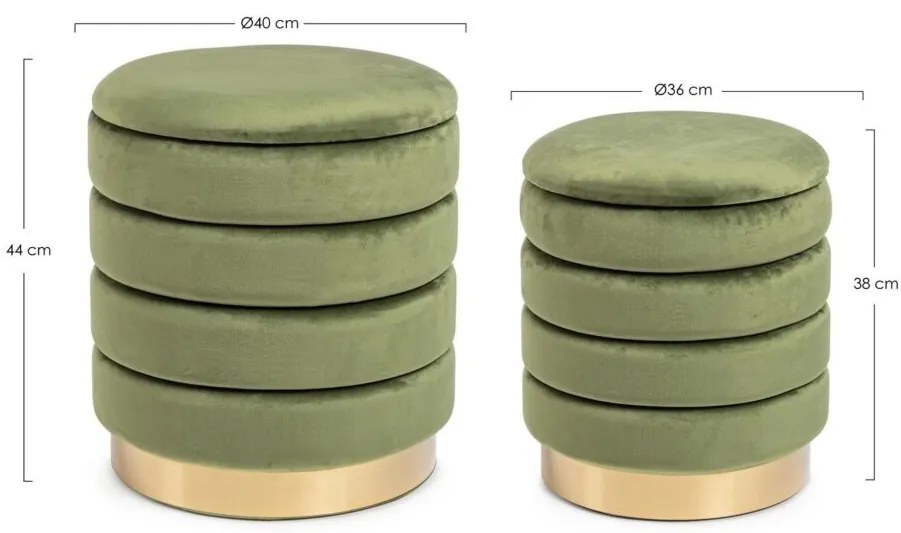 Set di 2 pouf DARINA colore oliva