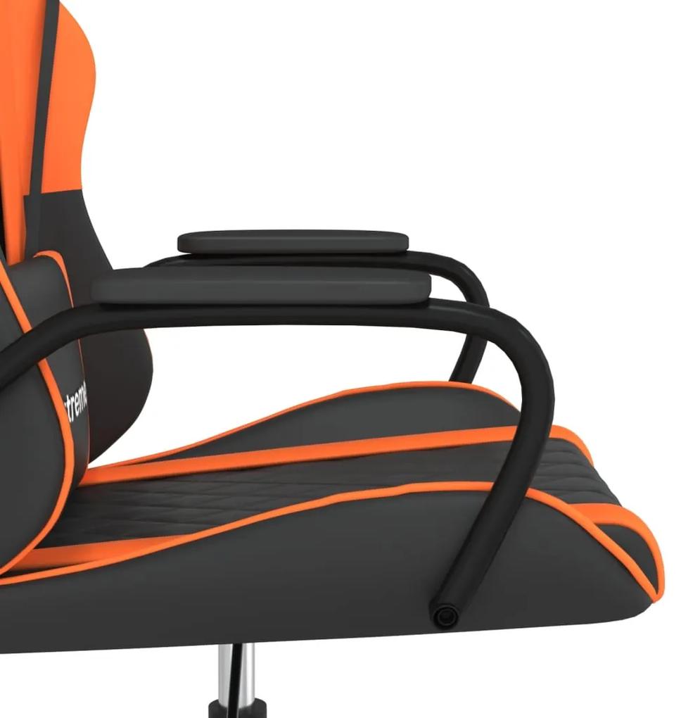 Sedia da Gaming Massaggiante Nero e Arancione in Similpelle