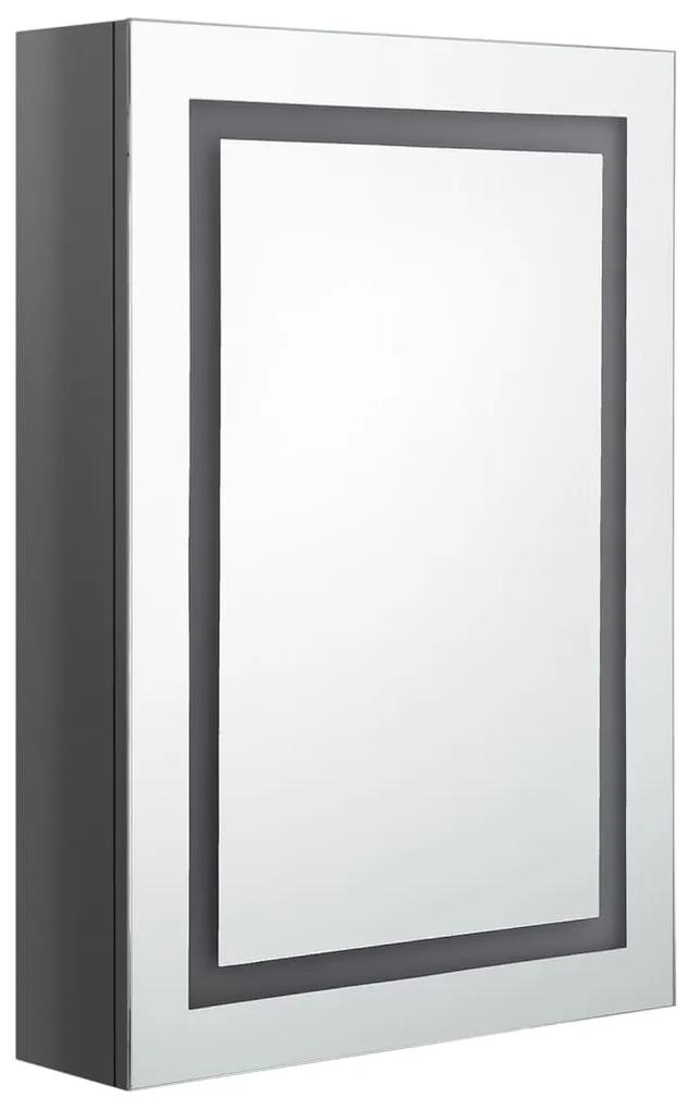 Armadietto bagno con specchio e led grigio lucido 50x13x70 cm