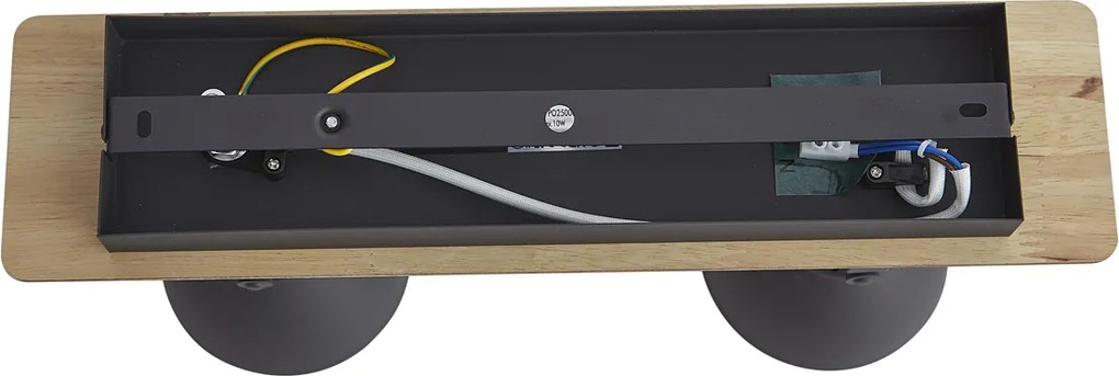 Faretto da soffitto nero con legno 2 luci ruotabile e inclinabile - Jakub