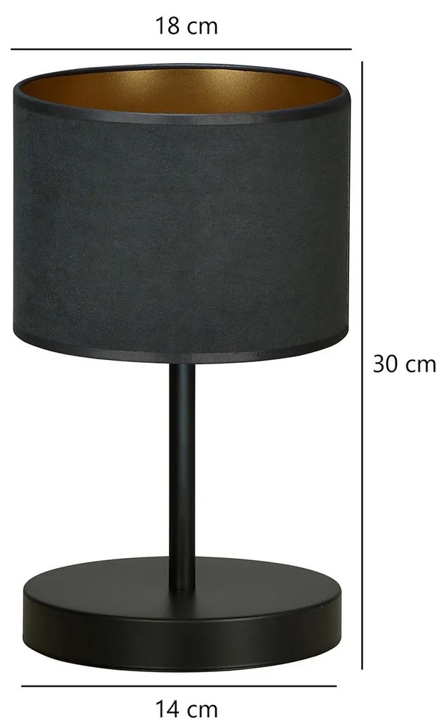 Lampada Da Tavolo 1 Luce Ganesha In Acciaio Nero E Paralume In Tessuto Nero