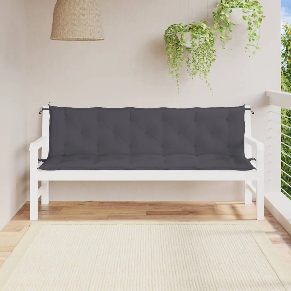 Cuscini Panca Giardino 2pz Antracite 180x50x7cm Tessuto Oxford /