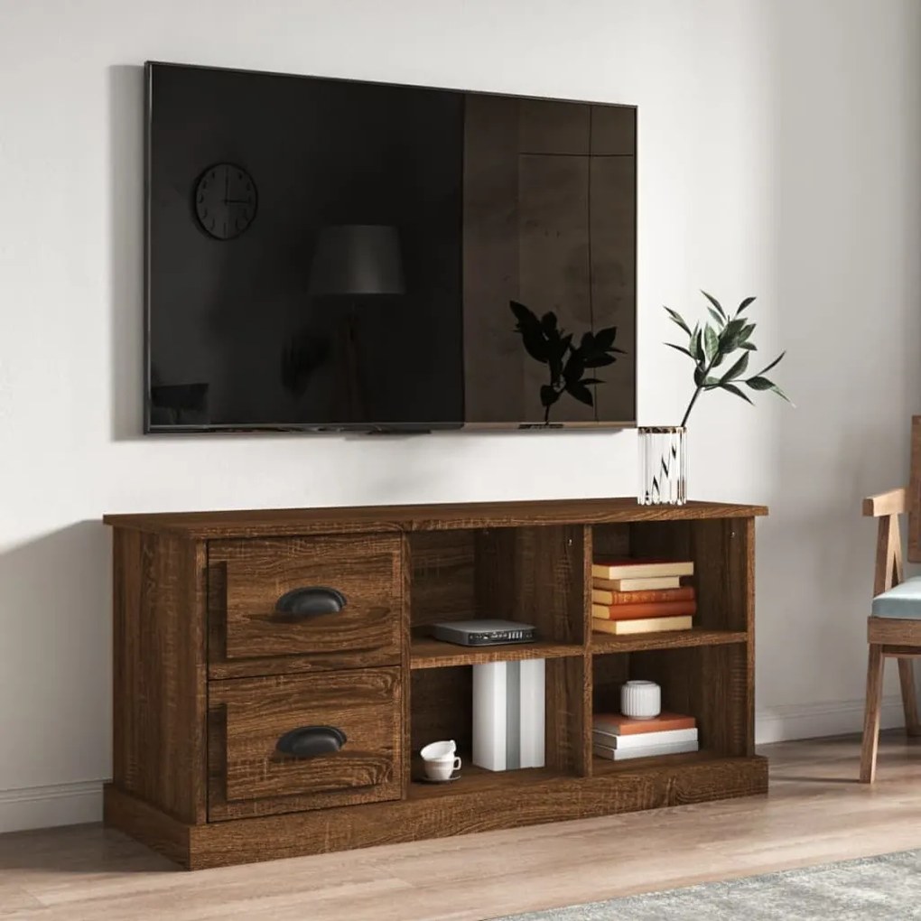 Mobile tv rovere marrone 102x35,5x47,5 cm in legno multistrato