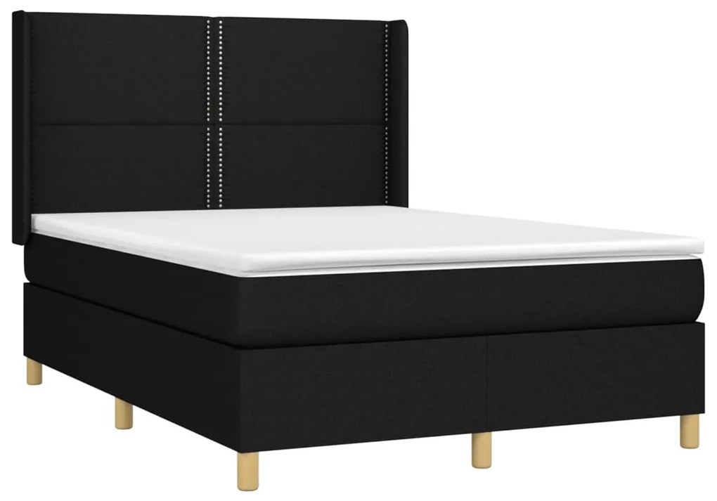 Giroletto a molle con materasso nero 140x200 cm in tessuto