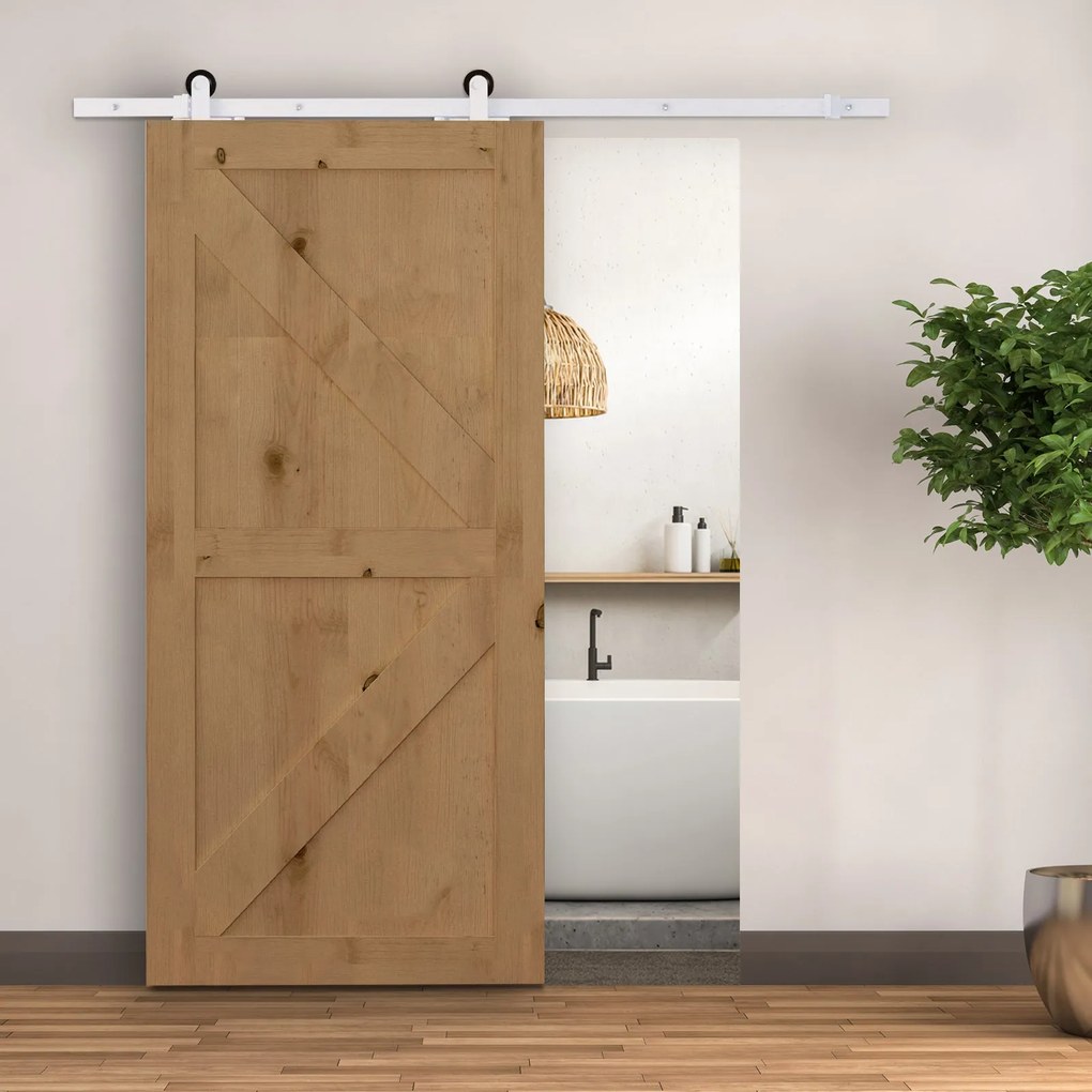 Kit per Porta Scorrevole con Binario 183 cm in Acciaio Bianco...