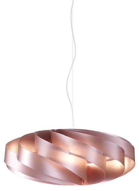 Sospensione Moderna 3 Luci Flat In Polilux Rosa Metallico D70 Made In Italy