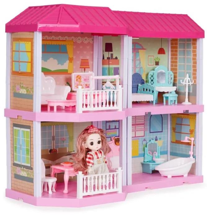 Casa delle bambole pieghevole Villa + mobili a LED