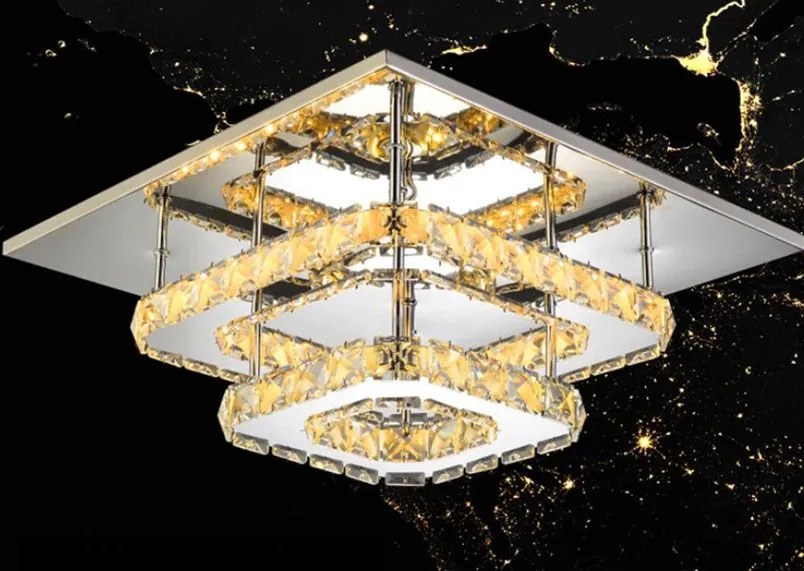Lampada Da Soffitto Cristallo Plafoniere LED 24W Quadrato APP409-C APP410-C