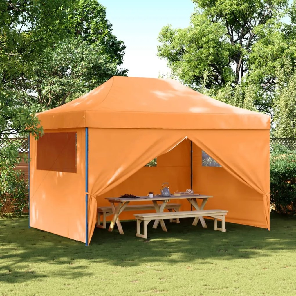 Tendone Per Feste Pieghevole Pop-up Con 4 Pareti Arancione /