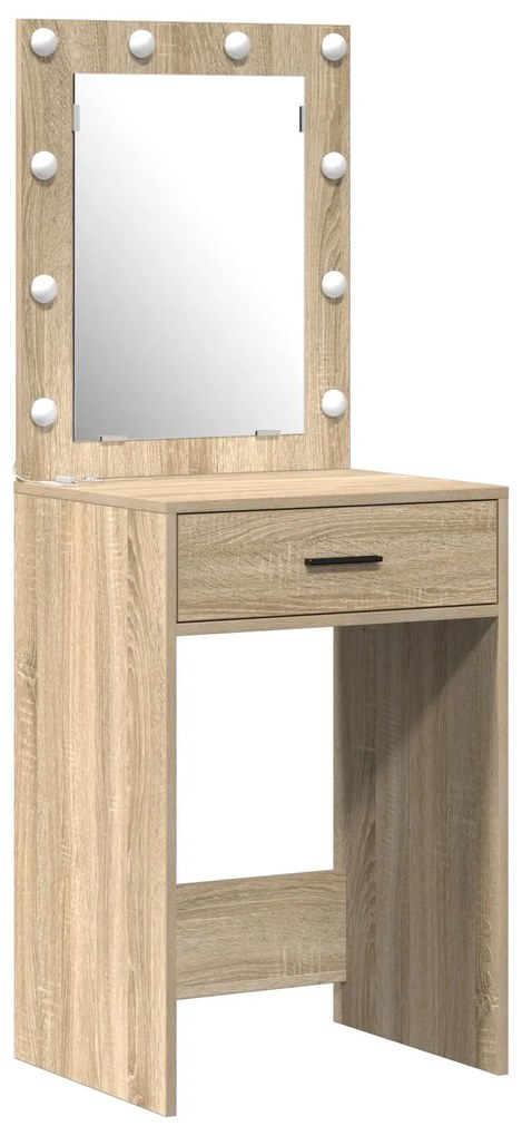 Set da toeletta di 3 pezzi vitaxl con led in legno ingegnerizzato rovere sonoma