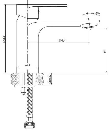 Cersanit S951-334 - Rubinetto del lavandino CREA 14,3 cm nichel