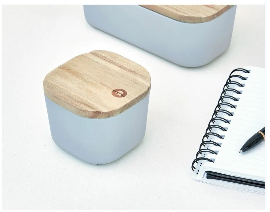 Scatola grigia con coperchio in legno di paulownia , 9 x 9 cm Eco - iDesign