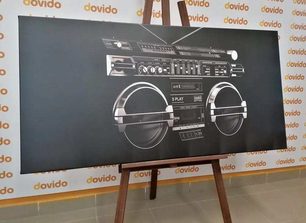 Stampa su tela – Radio disco anni '90 in bianco e nero