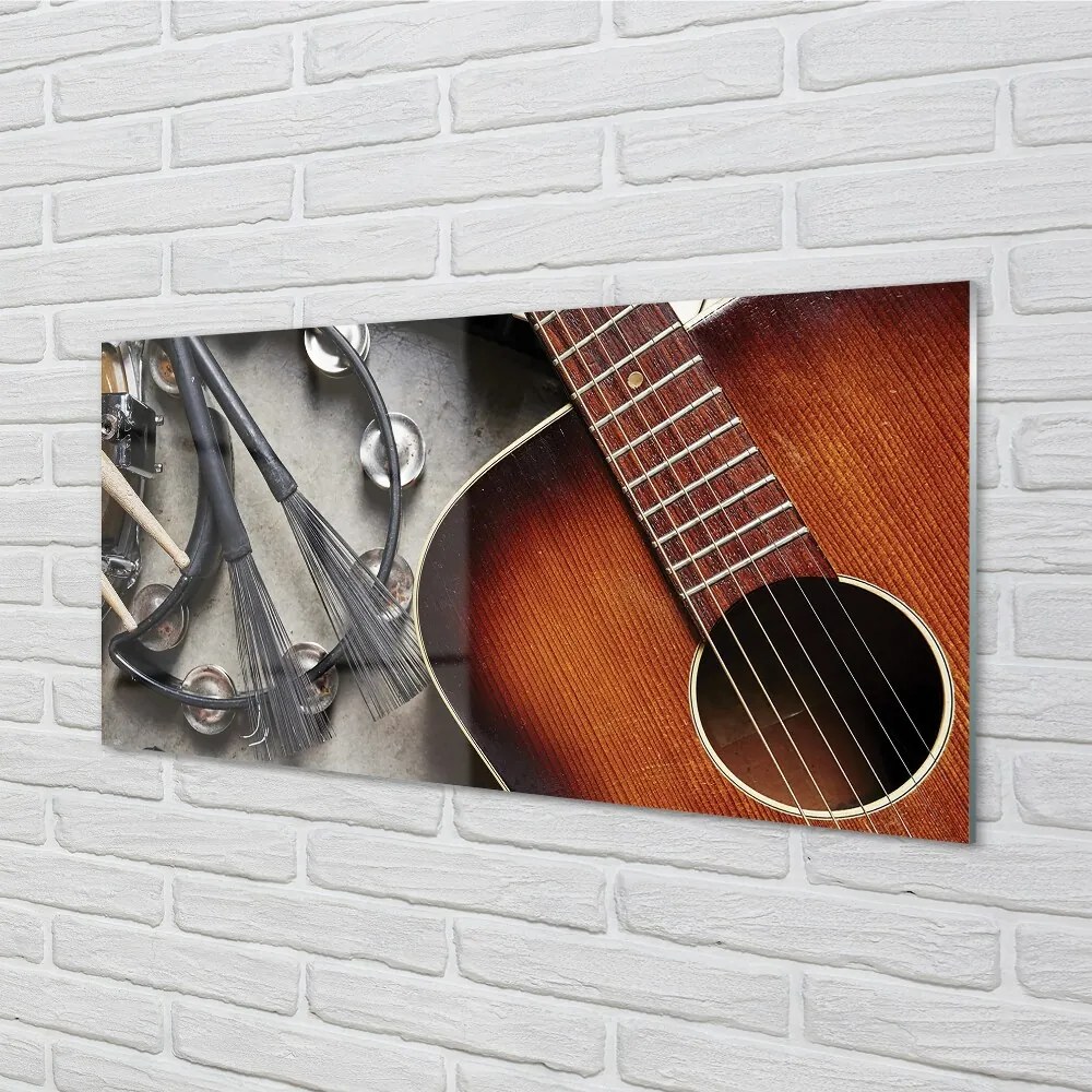 Quadro vetro Bastoncini per microfono da chitarra 100x50 cm