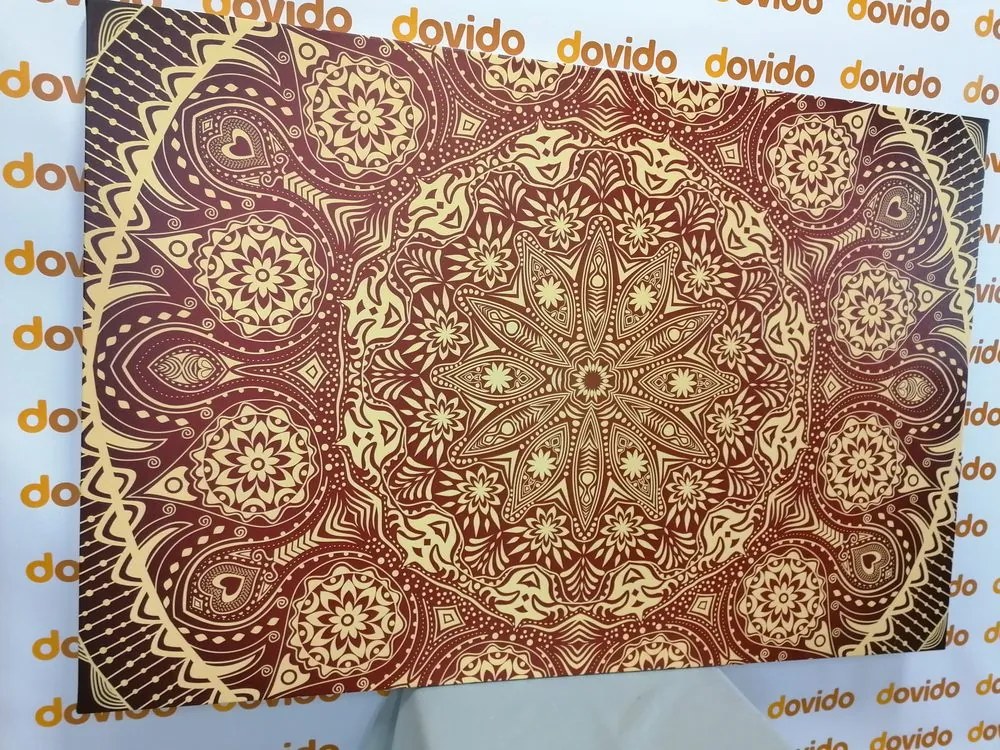 Quadro su tela – Mandala ornamentale con pizzo in bordeaux