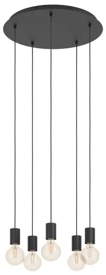 Eglo 390267 - Lampadario a sospensione con filo HUEBRO 5xE27/40W/230V nero