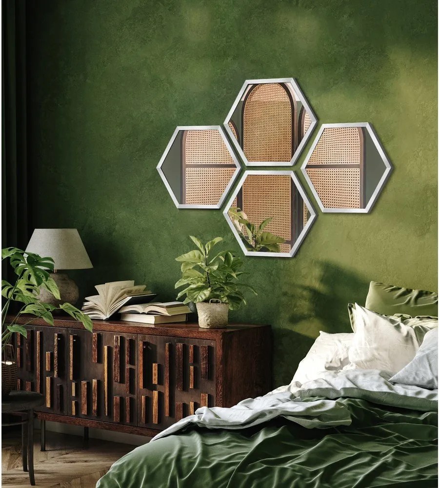 Specchi da parete in set da 4 35x40 cm Heksagon
