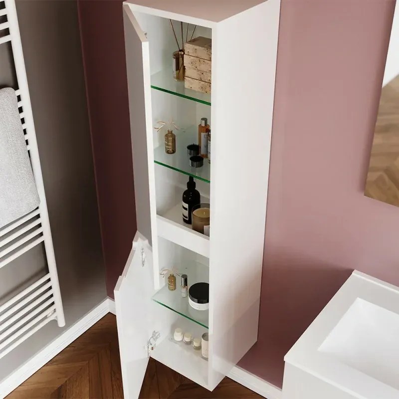 Pensile bagno sospeso bianco lucido con ante soft-close H 140 Eva